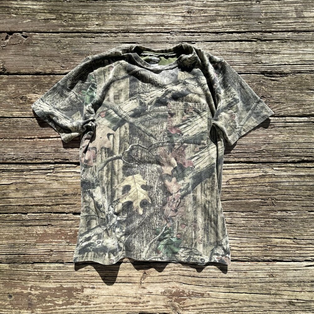 Vintage 80s  Camo short Sleeve Pocket T-Shirt Men’s Size L USA made
